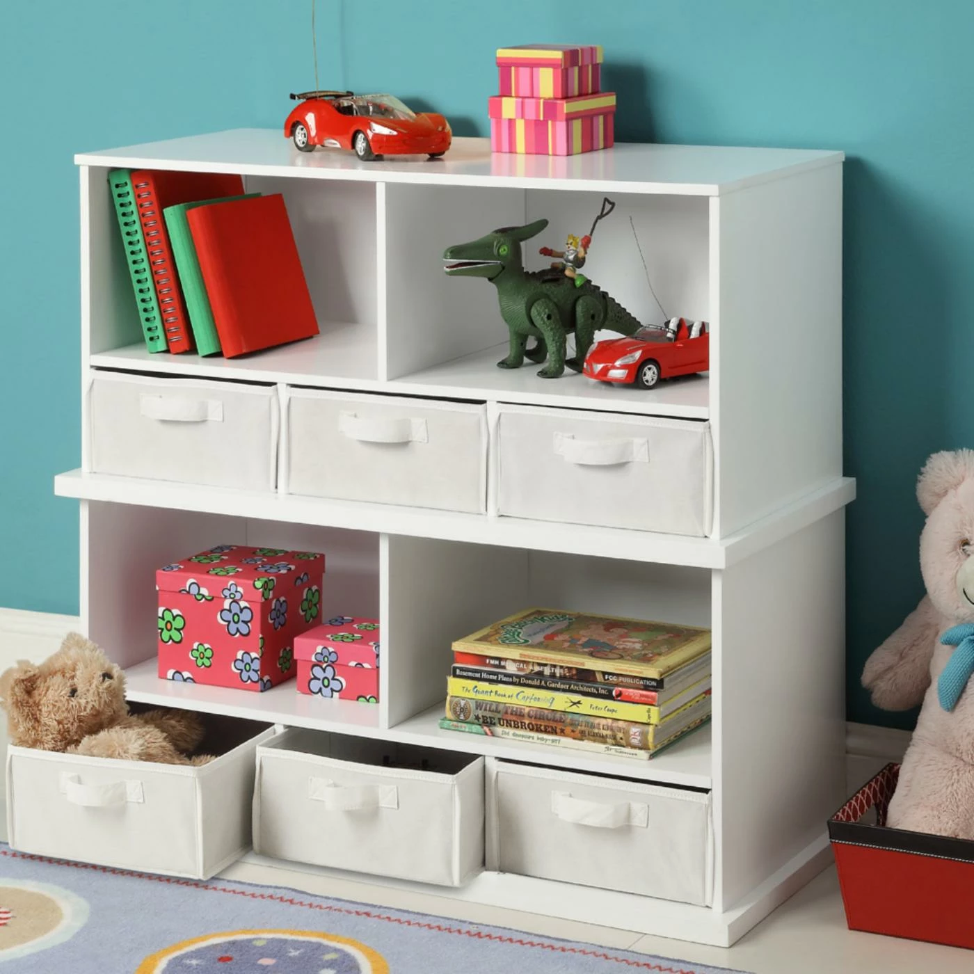 Budget ⌛ Bins & Cubbies Badger Basket Shelf Storage Cubby With Three Baskets - White ❤️ - Image 6