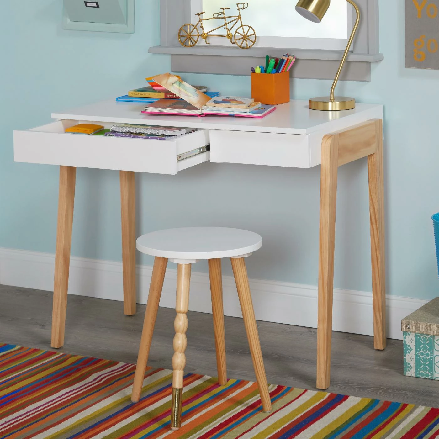 Best deal ๐ All Other Brands White Riley Writing Desk With Stool ๐ - Image 6