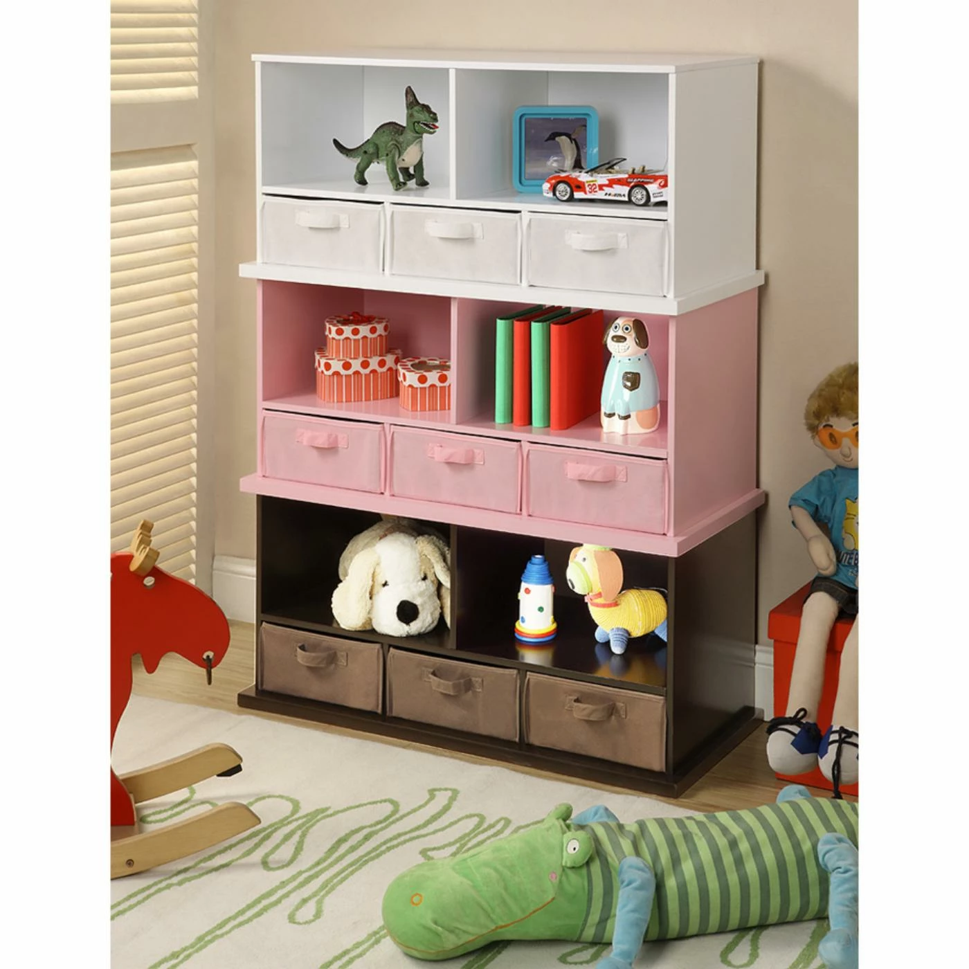 Budget ⌛ Bins & Cubbies Badger Basket Shelf Storage Cubby With Three Baskets - White ❤️ - Image 7