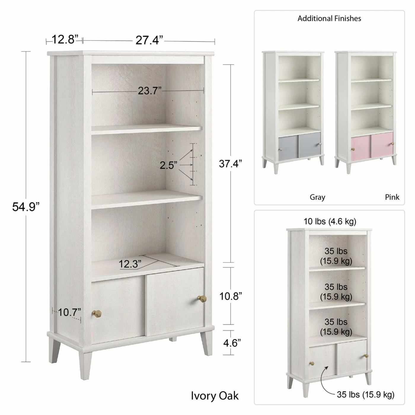 Cheapest 🤩 Neutral Little Seeds Monarch Hill Poppy Kids Bookcase - Ivory Oak 😍 - Image 7