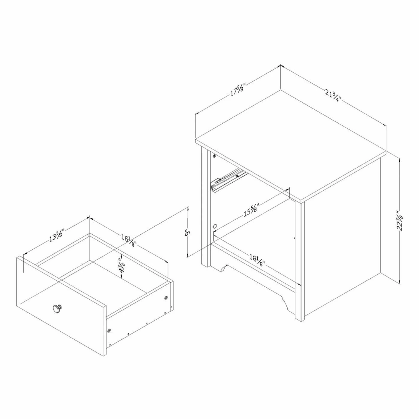 Outlet 🤩 South Shore White Vito 1 Drawer Nightstand 🔥 - Image 3