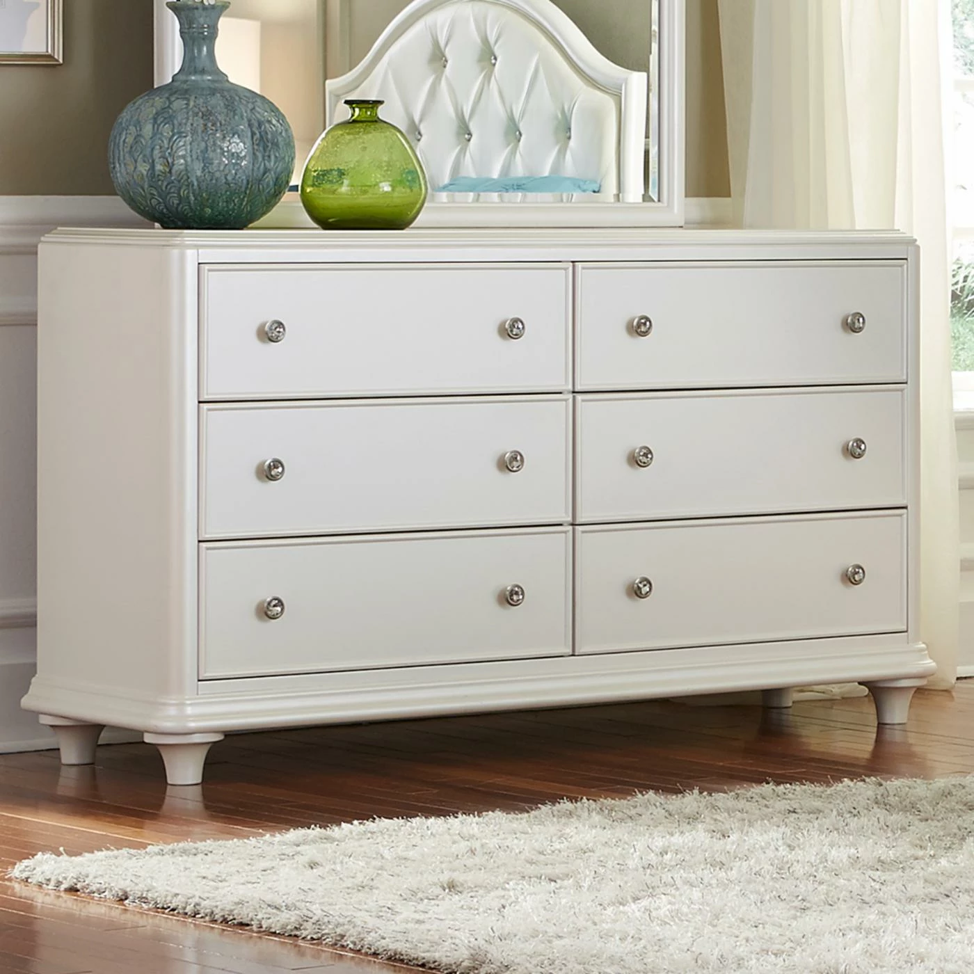 Coupon ✨ Dressers Liberty Furniture Industries Stardust Youth 6 Drawer 👗 Dresser With Optional Mirror - Iridescent White 🎁 - Image 3