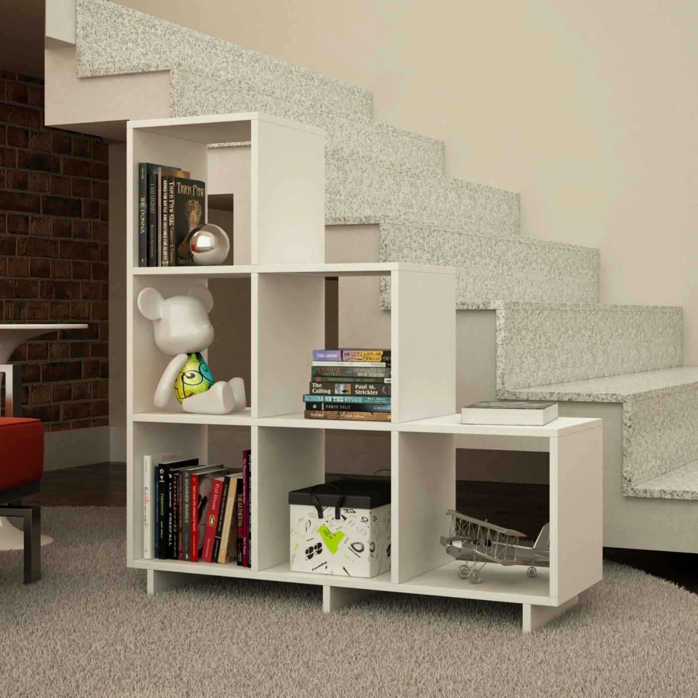 Wholesale ๐ Neutral Manhattan Comfort Cascavel Stair Cubbies Bookcase ๐ 5 Wholesale ๐ Neutral Manhattan Comfort Cascavel Stair Cubbies Bookcase ๐ - Image 3