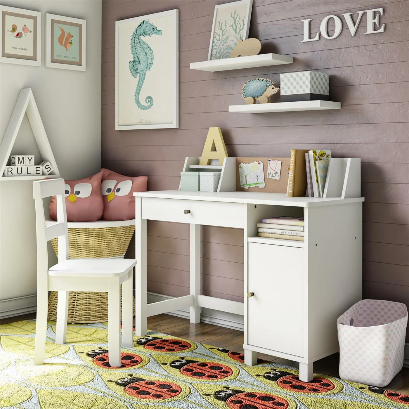 Brand new ๐ฅฐ White Ameriwood Home Brianna Kids Desk With Chair ๐ - Image 2