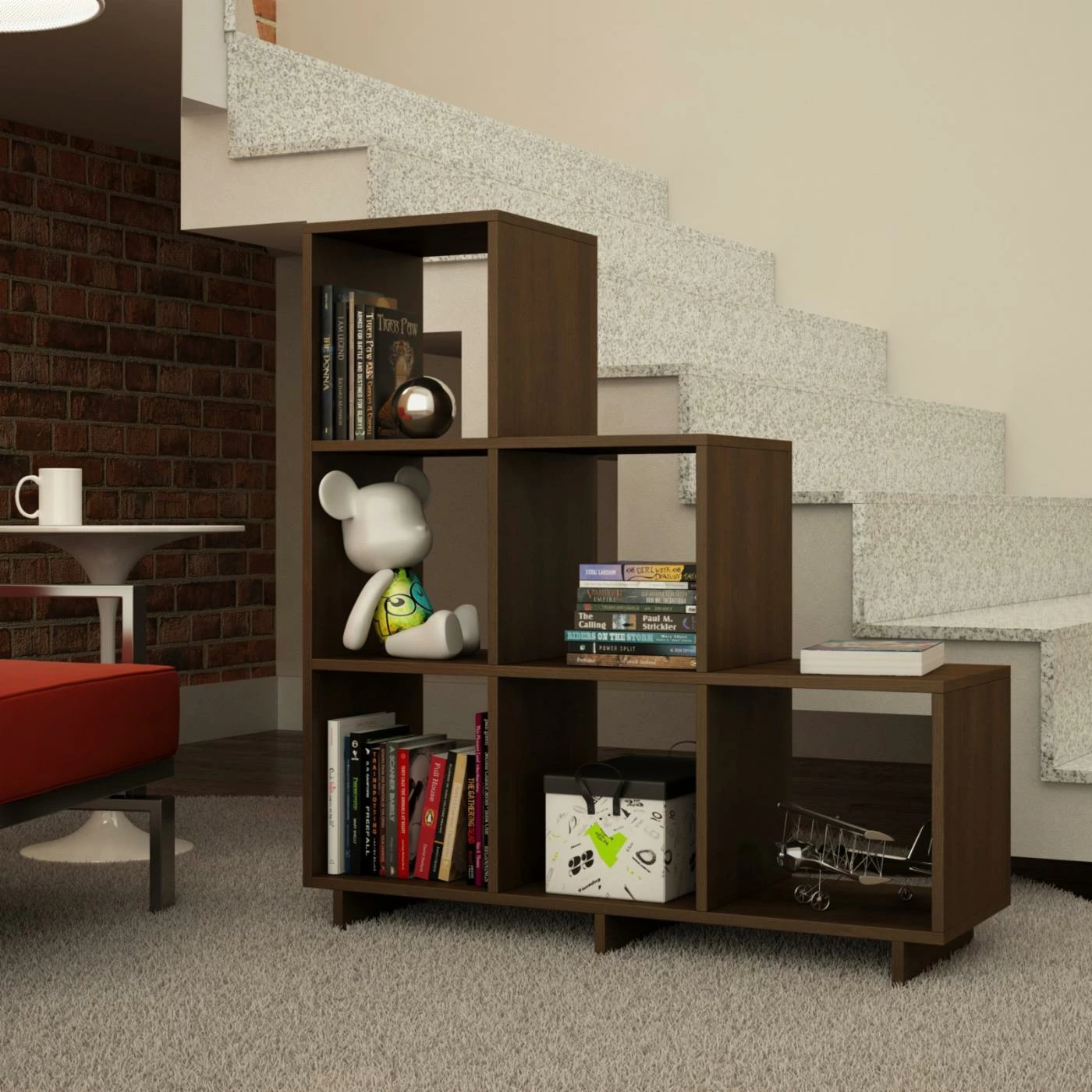 Wholesale ๐ Neutral Manhattan Comfort Cascavel Stair Cubbies Bookcase ๐ 4 Wholesale ๐ Neutral Manhattan Comfort Cascavel Stair Cubbies Bookcase ๐ - Image 2