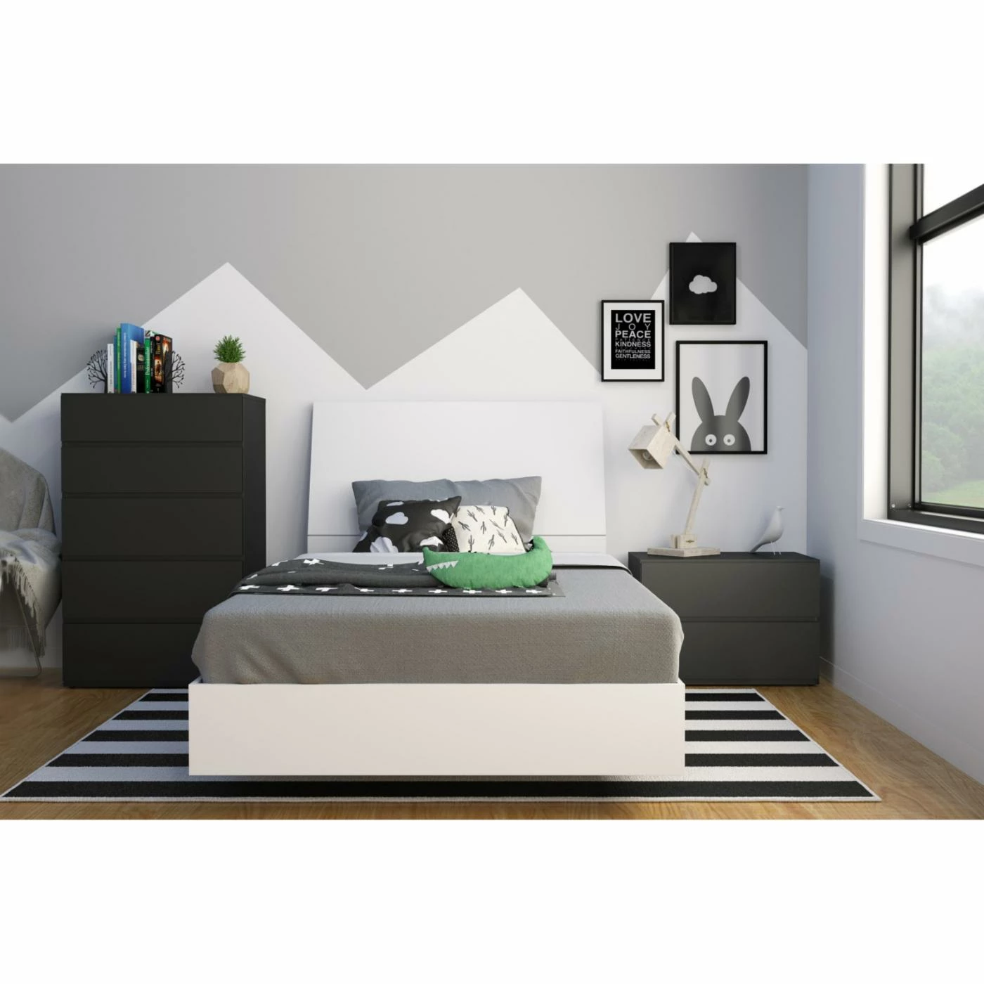 New 😀 Nexera Black Avenue 2 Drawer Nightstand 🔥 - Image 2