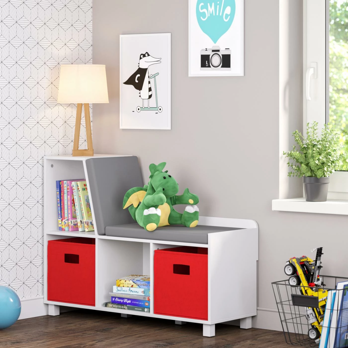 Deals ๐ Neutral RiverRidge Home Book Nook Kids Storage Bench Bookcase ๐ - Image 2
