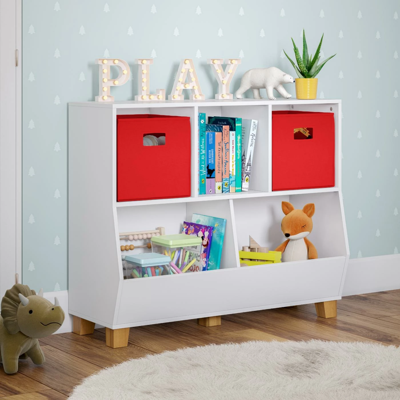 Buy ⭐ Bins & Cubbies RiverRidge Home Kids Catch-All Multi-Cubby 35 In. Toy Organizer With Cloth Bins 🥰 - Image 2