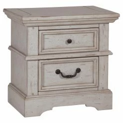 Outlet 🤩 American Woodcrafters Stonebrook 2 Drawer Small Nightstand - Antique Gray 🔔