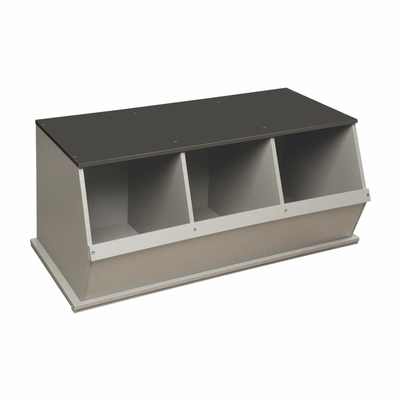 New ๐คฉ Bins & Cubbies Badger Basket Two Tone Three Bin Stackable Storage Cubby - Light Gray / Dark Gray ๐งจ