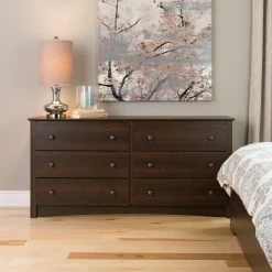 Brand new ⌛ Dressers Prepac Fremont 6-Drawer 👗 Dresser - Espresso 🌟