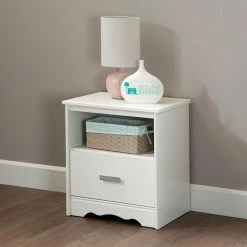Best deal 💯 White South Shore Tiara 1 Drawer Nightstand 🎉