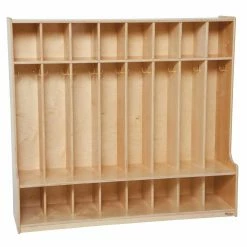 Outlet 🌟 Lockers Wood Designs 8 Section Seat Locker - Natural 🌟