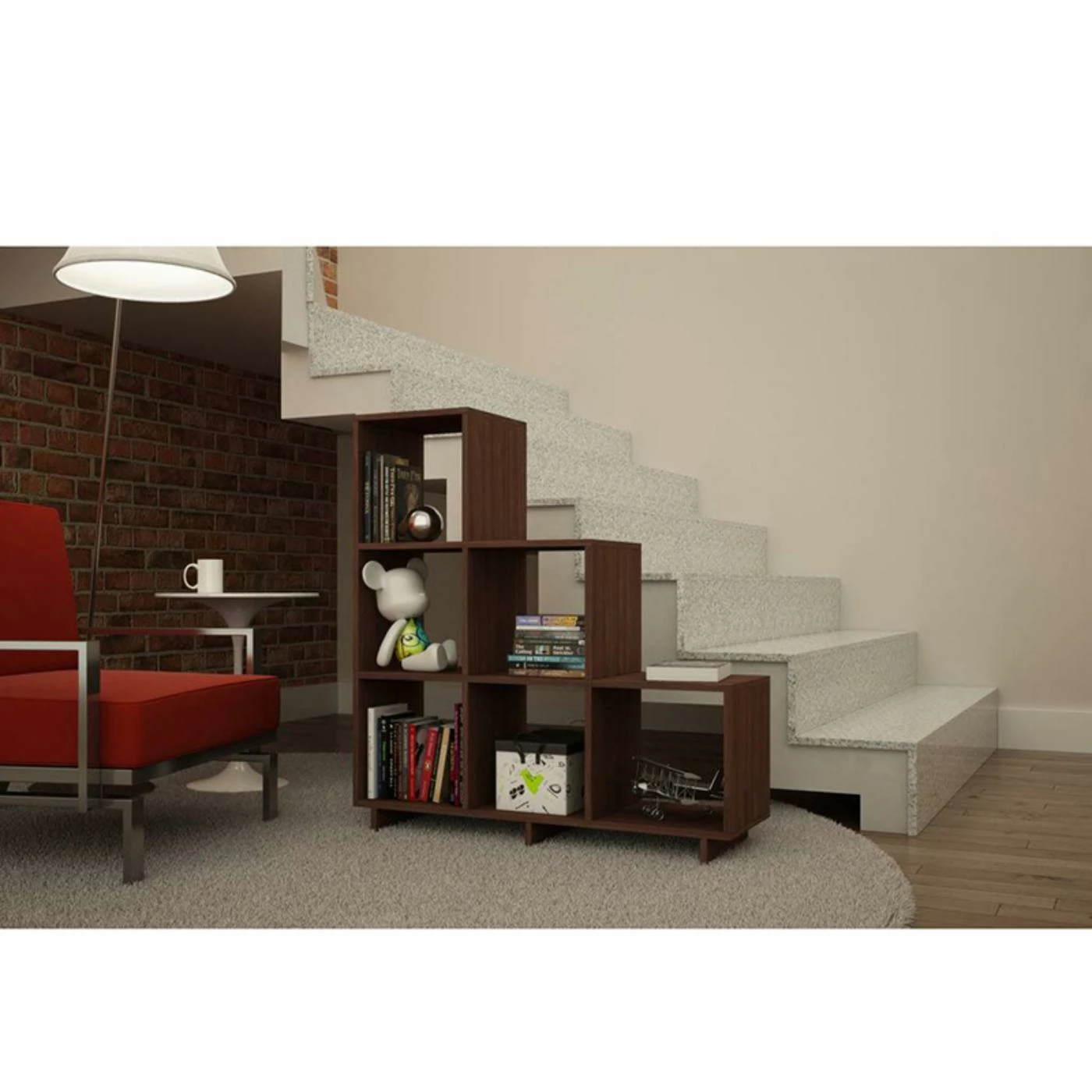 Wholesale ๐ Neutral Manhattan Comfort Cascavel Stair Cubbies Bookcase ๐ 7 Wholesale ๐ Neutral Manhattan Comfort Cascavel Stair Cubbies Bookcase ๐ - Image 5
